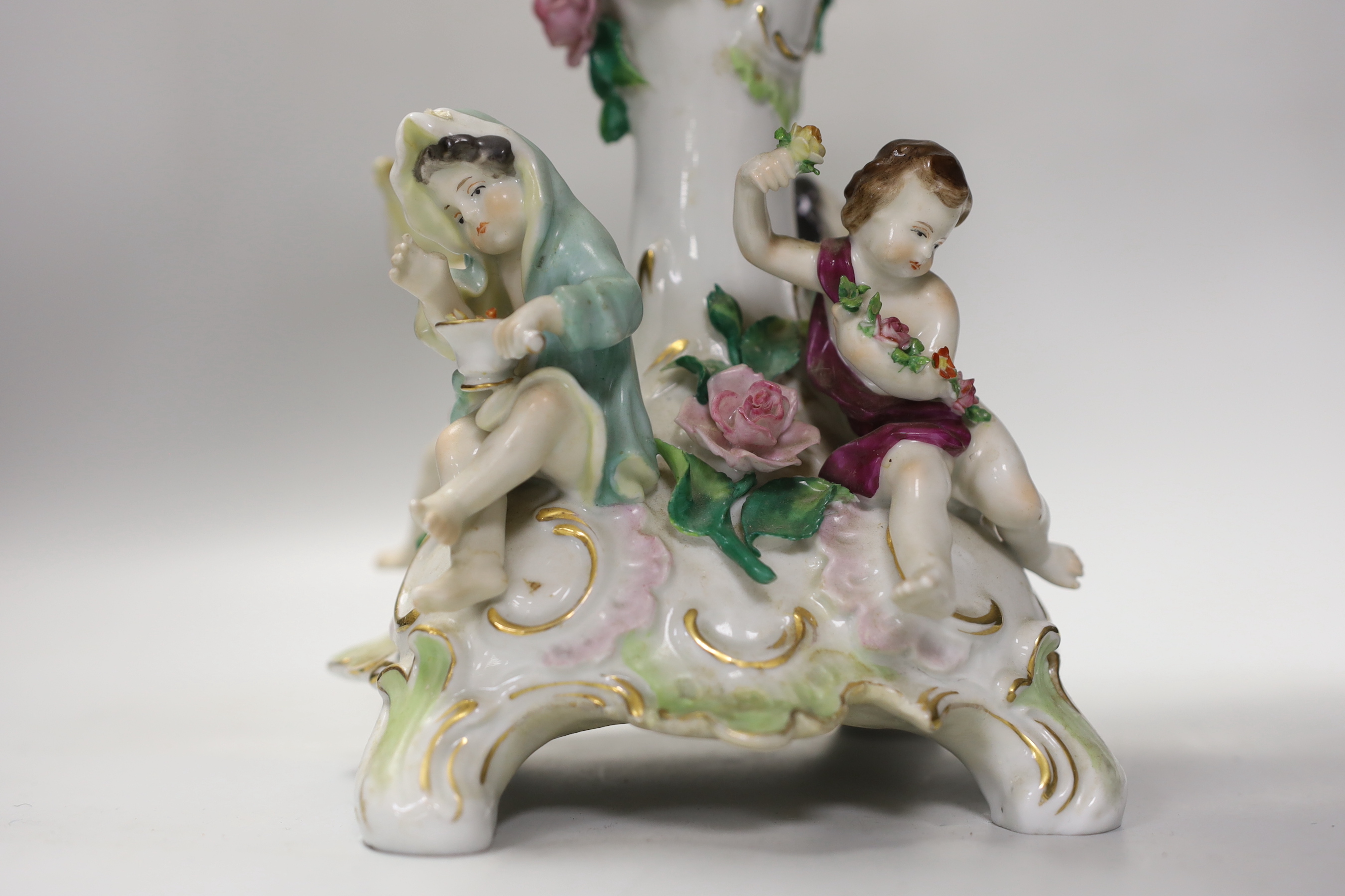 A 19th century German encrusted porcelain centrepiece, 33cm